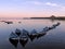 Canoes in sunset