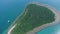 Canon island in Puerto Princesa in Palawan, Philippines.  Coastline and Boats in Background. Sulu Sea II