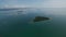 Canon island in Puerto Princesa in Palawan, Philippines.  Coastline and Boats in Background. Sulu Sea V