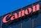 Canon sign atop Canon Solutions America headquarters campus in Silicon Valley