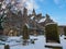 Canongate Churchyard under heavy snow in Edinburgh, Scotland, February 2021