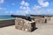 Canons along the waterfront in the Caribbean island of Nevis