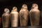 Canopic jars from ancient Egypt for organs.