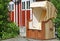 Canopied beach chair at a garden