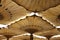 Canopies in Nabawi Mosque in Medina, Saudi Arabia. Muslim pilgrims visiting Nabawi Mosque, during hajj anad umra.