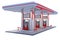 Canopy 3d render colored gas station