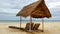 Canopy of bamboo and reeds on the beach