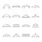 Canopy shed overhang icons set, outline style