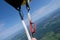 Canopy skydiving.  The view from the pilot`s eyes.