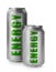 Cans of energy drink on white background