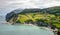 Cantabria landscape with hill, field and abrupt coast of the Atlantic Ocean