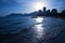 Cantal roig beach in blue sunset at Calpe in Alicante