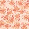 Cantaloupe color abstract sketch style fun floral seamless pattern