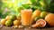 Cantaloupe Juice on rustic wooden table