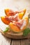 Cantaloupe melon with prosciutto. italian appetizer