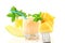 Cantaloupe melon smoothie or milkshake with fruit and stevia