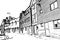 Canterbury England . Black and white travel illustration.