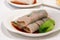 A Cantonese morning tea dim sum, beef rice roll