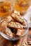Cantucci cookies in glass bowl