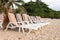 Canvas beach bed on the beach