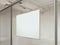 Canvas blank placard on rabitz wall in showroom, 3d rendering.