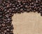 Canvas and coffee beans photo