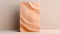 A canvas decor painting with flowing peach fuzz color abstract waves on minimal wall background. Modern trendy tone hue shade