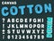 Canvas design numbers and letters. Cotton font alphabet template
