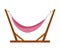 Canvas hammock garden or beach furniture, flat vector illustration isolated.