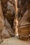 Canyon in the ancient city of Petra (Jordan) - opening view of the famous Al-Khazneh (aka Treasury)