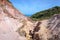 Canyon of cliffs with many stones sedimented by time