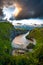 Canyon And Entrance To Smoo Cave And Atlantic Coast At Sunset Near Durness In Scotland