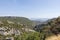 Canyon Gorges de la Nesque, gray cliffs with green forest in summer sunny day in Provence, South France