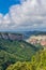 Canyon with high cliffs summer landscape.