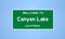 Canyon Lake, California city limit sign. Town sign from the USA.