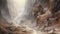 Canyon Painting: Detailed Atmospheric Portrait By Alan Lee