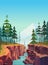 Canyon vector background, natural landscape graphics for your design.