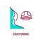 Canyoning color line icon on white background. Extreme. Canyon climbing. Descent into the canyon. Pictogram for web page, mobile