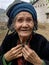 Cao Bang, Vietnam, January 28, 2020 - 98 years old wrinkled vietnamese woman looking at camera, Cao Bang Province, Trung Khanh