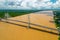 Cao Lanh bridge, Cao Lanh city, Vietnam, aerial view.