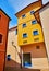 Caorle, Italy. Mediterranean resort town. Motley coloured houses