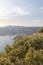 Cap Canaille cliffs overlooking Gulf of Cassis at Mediterranean Sea coast of French riviera at sunset light