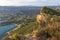 Cap Canaille cliffs overlooking Gulf of Cassis at Mediterranean Sea coast of French riviera at sunset light