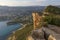 Cap Canaille cliffs overlooking Gulf of Cassis at Mediterranean Sea coast of French riviera at sunset light