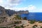 Cap de Formentor cliff coast, Mediterranean Sea and narrow curvy road, Majorca