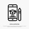 Cap, Education, Graduation, Mobile, Pencil Line Icon Vector