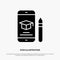 Cap, Education, Graduation, Mobile, Pencil solid Glyph Icon vector