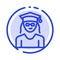 Cap, Education, Graduation, Woman Blue Dotted Line Line Icon