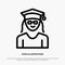 Cap, Education, Graduation, Woman Line Icon Vector