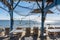 Cap Ferret, Arcachon Bay, France. Terrace of an oyster cabin at seaside